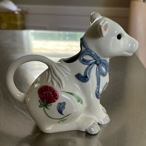 Lenox Poppies on Blue Barnyard Collection Cow Creamer